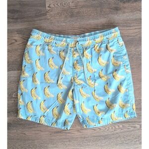 BANANA Print Swim Trunks Shorts Mens Large Preppy Surf Swim Resort Beach Y2K Vtg